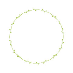 Round green vine frames and borders, floral botanical design element vector illustration