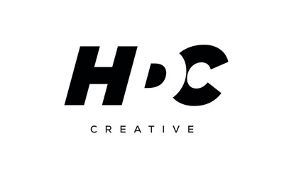 HDC letters negative space logo design. creative typography monogram vector	