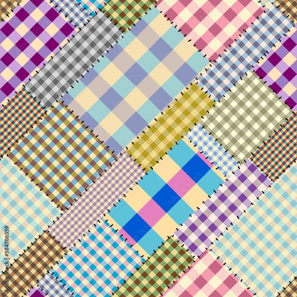 Poster Geometric abstract pattern. Intersection patchwork plaid style