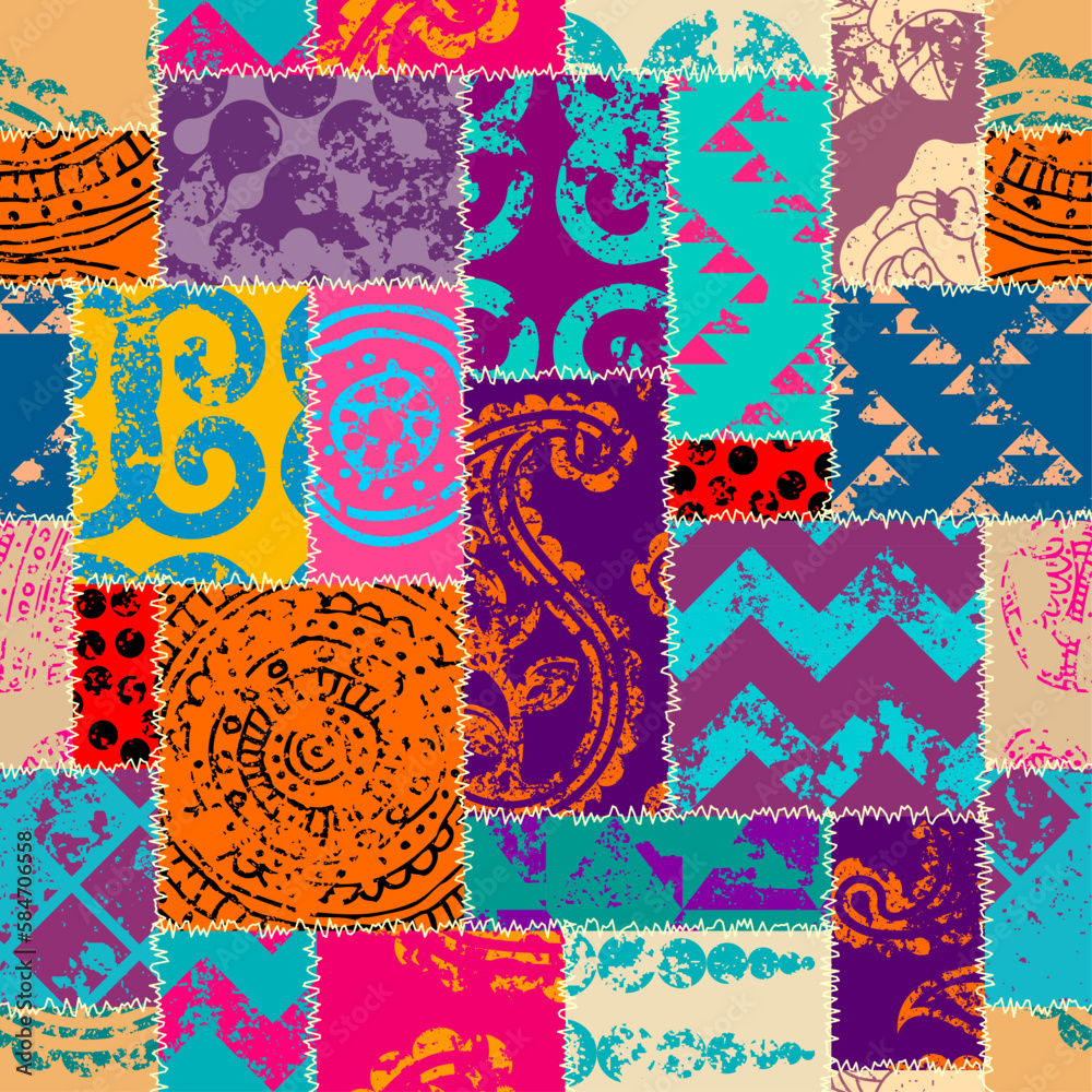 Aufkleber geometric abstract pattern. bright patchwork style