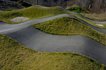 bike path in the car park Pumping (moving up and down) is used instead of pedaling and bouncing to...