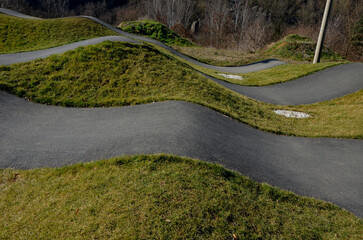 bike path in the car park Pumping (moving up and down) is used instead of pedaling and bouncing to...