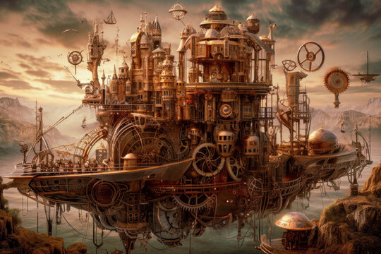 The Clockwork Metropolis: A Steampunk Cityscape AI-Generated