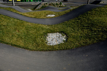 bike path in the car park Pumping (moving up and down) is used instead of pedaling and bouncing to...