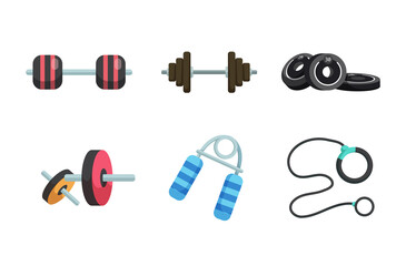 Dumbbell and Exercise equipment in cartoon character,