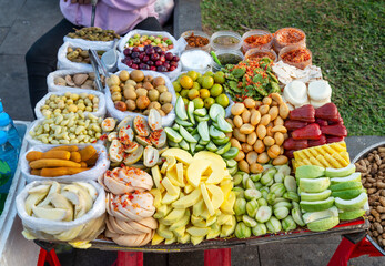 A mix of various tropical fruit,on sale along the Riverside of Phnom Penh,Cambodia.
