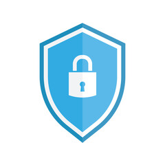security shield icon with lock, shield logo in flat style