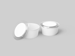 Realistic Paper Bowl Isolated Mockup in High-Level Angle