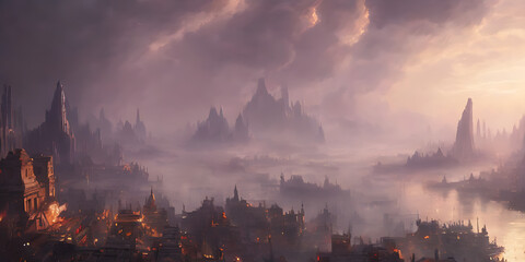 Skyline of a Fantasy City