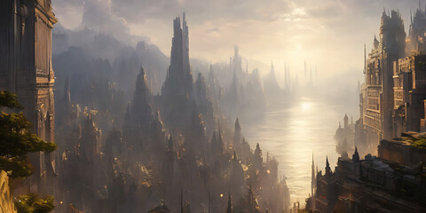 Fototapeta premium Skyline of a Fantasy City