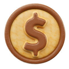 Money symbol icon with chocolate texture in realistic 3d render