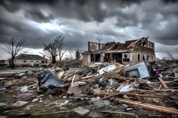 Twisted Reality: Tornado's Trail of Destruction and Chaos - AI Generative