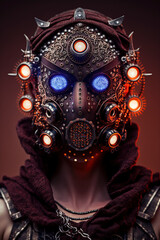 Modern Futuristic Maze Face Mask created with Generative AI technology