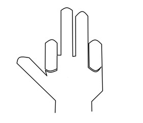 hand finger one line style illustration with metal icon