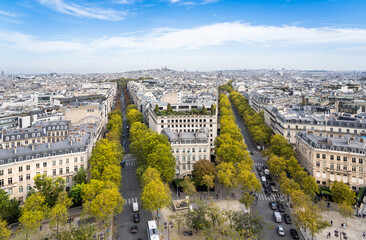 Fototapeta na wymiar Panorama view from Triumphal Arch, Paris, France