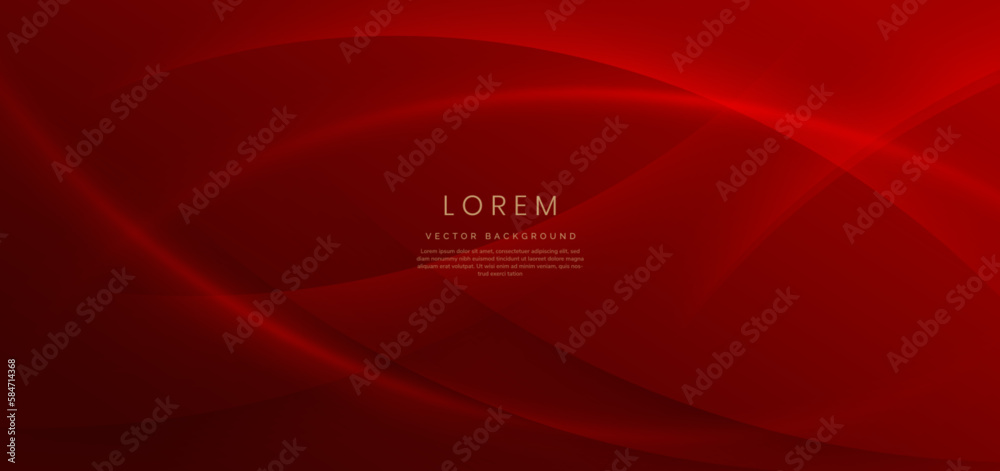Poster abstract curved red shape on red background with copy space for text. luxury design style.