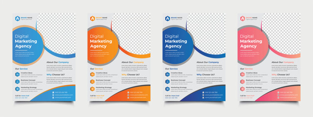 Naklejka premium Corporate business flyer template design, a bundle of 4 templates of different colors, vector illustration template in A4 size .