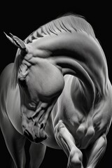 Generative ai black and white horse with braids isolated