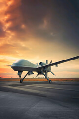 Fototapeta na wymiar AI illustration of remotely piloted aircraft at the airbase