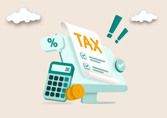 Tax preparation abstract concept vector illustration. The corporate tax, taxable income, fiscal year, document preparation, payment planning, corporate accountancy, and annual return abstract metaphor