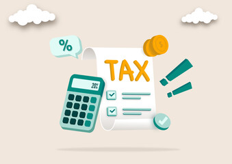 Tax preparation abstract concept vector illustration. The corporate tax, taxable income, fiscal year, document preparation, payment planning, corporate accountancy, and annual return abstract metaphor