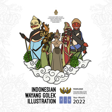 Indonesian wayang golek illustration with white background