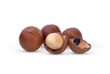 Macadamias nut on white background on transparent.