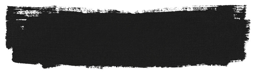 Hand painted black block of paint texture isolated on transparent background