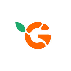 Initial G Logo with Nature Concept. Letter G Orange Fruit Logo Concept Illustration for Brand Identity