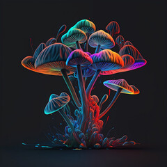psychedelic mushroom stylized dark background