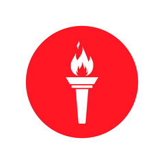 Fire torch icon vector isolated on circle background