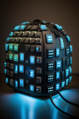 Modern Futuristic arduins lights helmet created with Generative AI technology