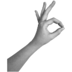 Halftone hand. Trendy  png  pieces. Gesture signs. Modern forms for card, print on clothes. Creative collage. - 584718925