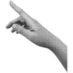 Halftone hand. Trendy  png  pieces. Gesture signs. Modern forms for card, print on clothes. Creative collage. - 584718935