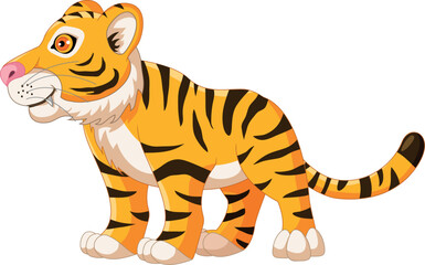 Fototapeta na wymiar Cute Tiger Cartoon Posing