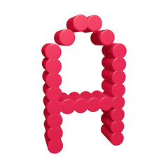 Obraz premium Pink alphabet letter a with round shapes in 3d rendering for education concept