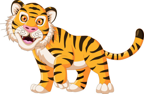 Cute Tiger Cartoon Posing