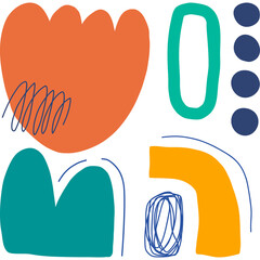 Trendy vector set with abstract shapes.
Hand drawn modern forms for card, print on clothes. Creative collage  png