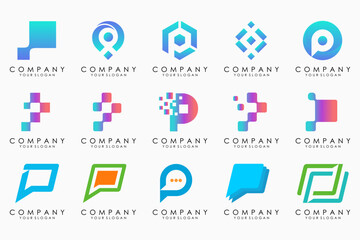 Set of letters P logo design. modern creative monogram icon design inspiration.