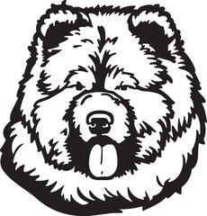 Chow Chow dog face isolated on a white background, SVG, Vector, Illustration.	