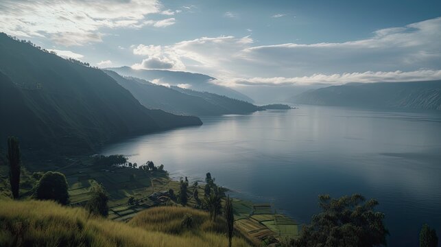 Lake Toba in North Sumatra Indonesia, Wonderful Indonesia, Generative AI