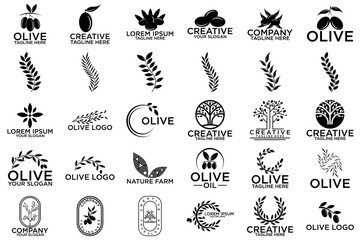 olive branch logo design, black logo and white background