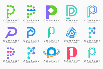 Set of letters P logo design. modern creative monogram icon design inspiration.