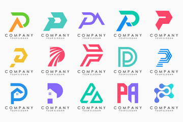 Set of letters P logo design. modern creative monogram icon design inspiration.