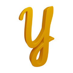 Golden alphabet letter y in 3d rendering for education concept
