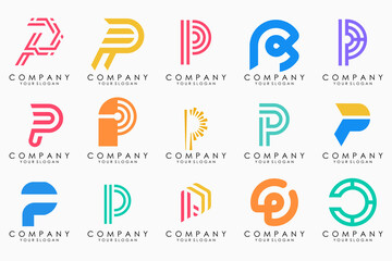 Set of letters P logo design. modern creative monogram icon design inspiration.