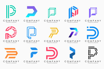 Set of letters P logo design. modern creative monogram icon design inspiration.