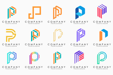 Set of letters P logo design. modern creative monogram icon design inspiration.