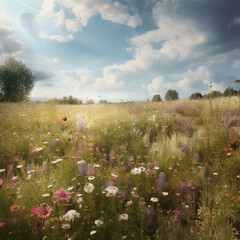 Fototapeta na wymiar Spring flowers, daisies on a field field meadow 