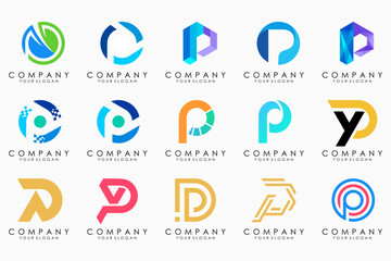 Set of letters P logo design. modern creative monogram icon design inspiration.